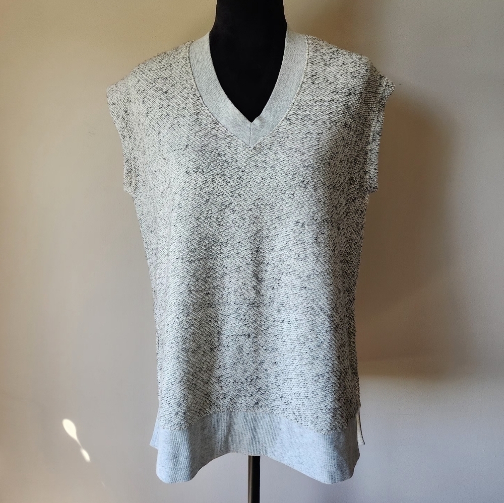 Madewell Marled V-Neck Tunic Sweater Vest Oatmeal Gray Size XXS Oversized.